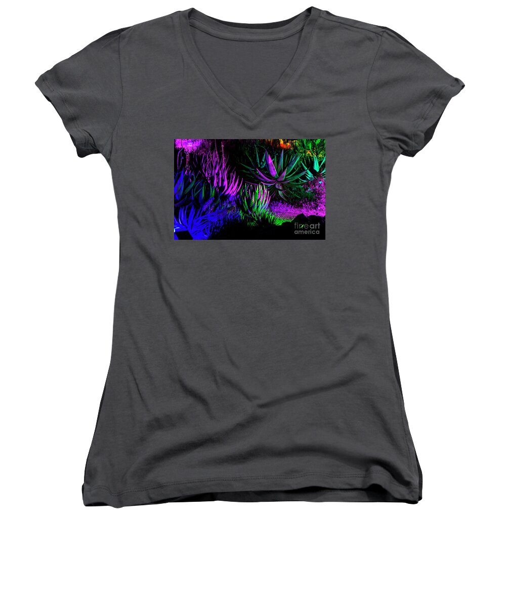 Arboretum Women's V-Neck featuring the photograph Psychedelia by Kathy McClure