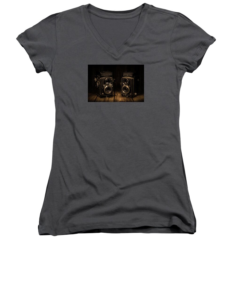 Camera Women's V-Neck featuring the photograph Quality by Keith Hawley