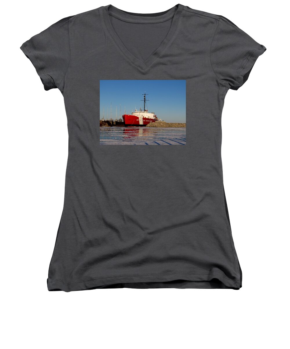 Coast Guard Women's V-Neck featuring the photograph Queen of the Great Lakes by Keith Stokes