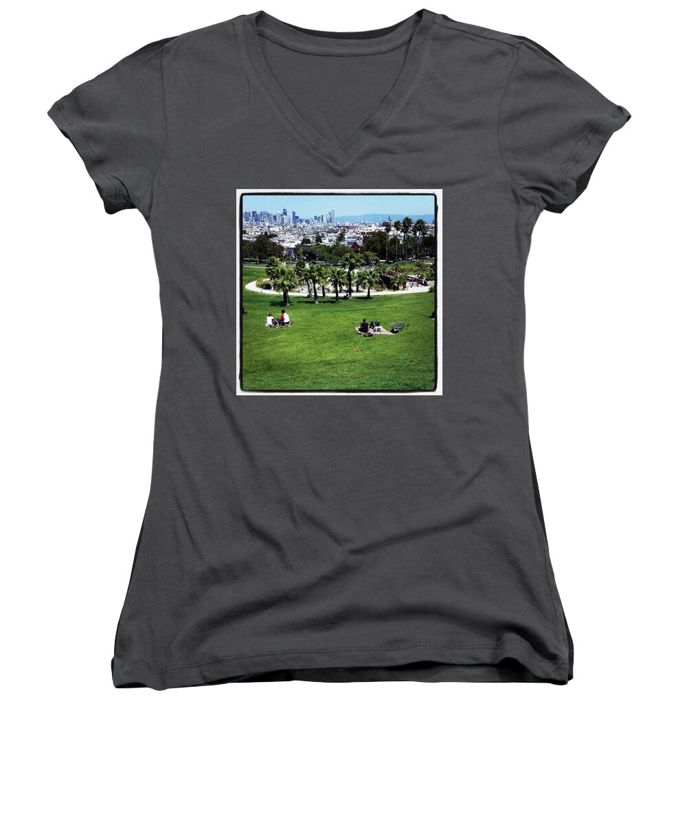 Doloresgaybeach Women's V-Neck featuring the photograph Quiet At #doloresgaybeach by Mr Photojimsf