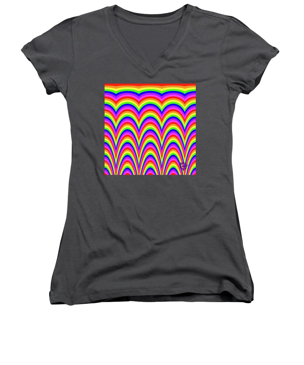 Rainbow Women's V-Neck featuring the digital art Rainbow #4 by Barbara Tristan