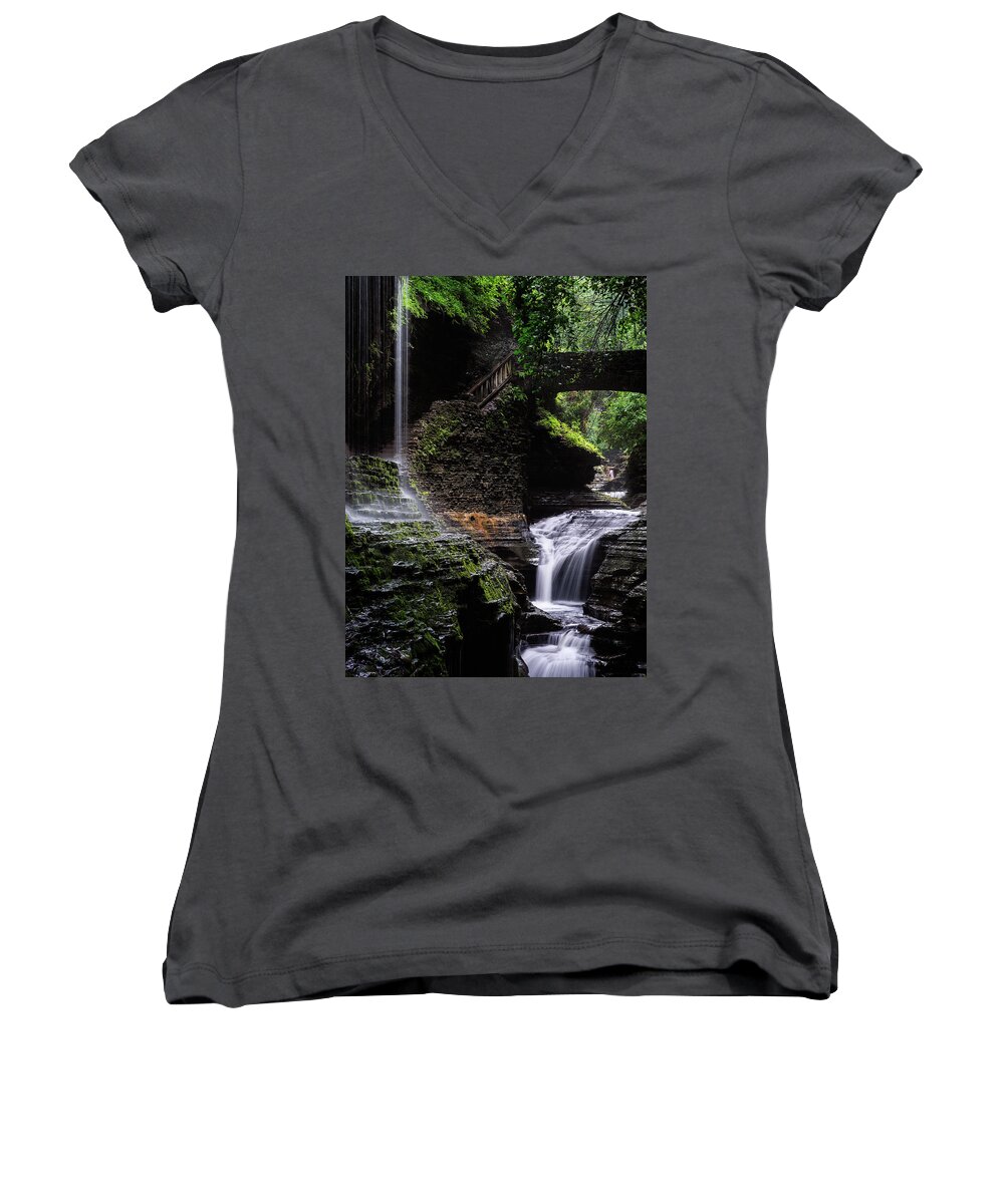 50s Women's V-Neck featuring the photograph Rainbow Falls by Edgars Erglis