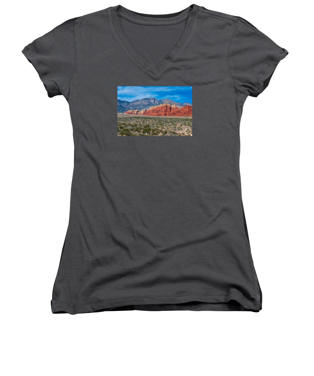  Red Rock Canyon Women's V-Neck featuring the photograph Red Rock Canyon by Anthony Sacco
