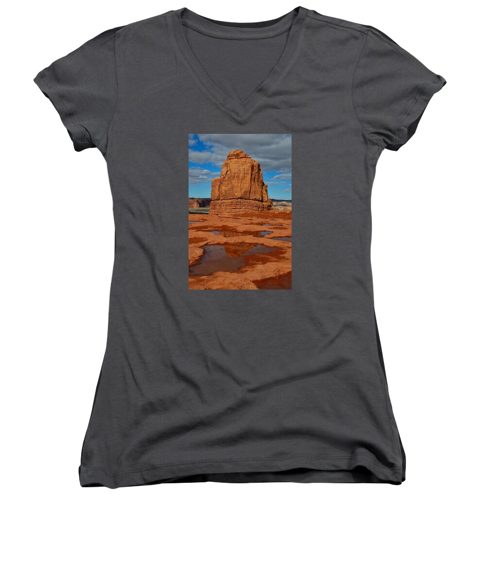 Moab Women's V-Neck featuring the photograph Red Rock Reflection by Tranquil Light Photography