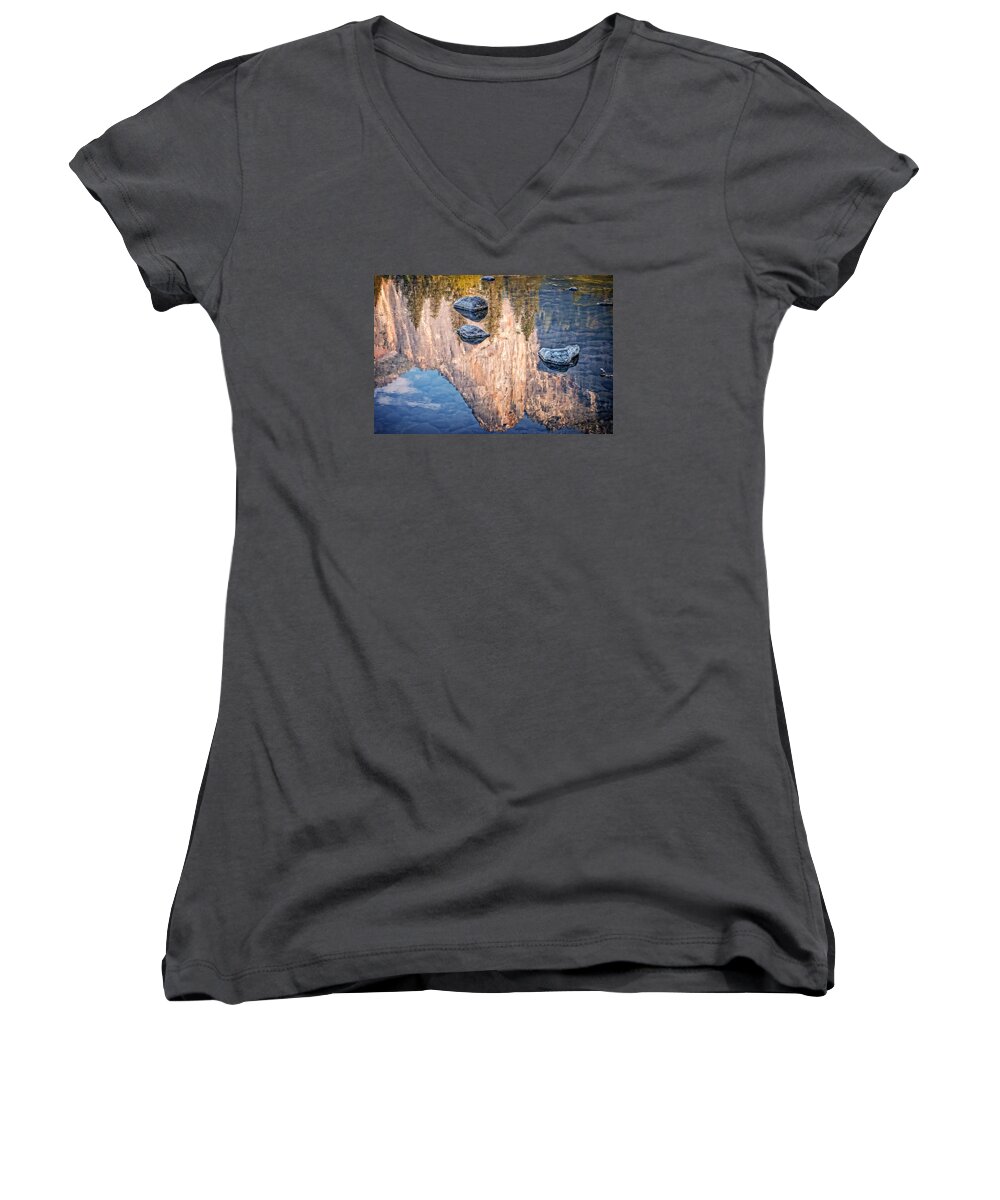 California Women's V-Neck featuring the photograph Reflected Majesty by James Capo