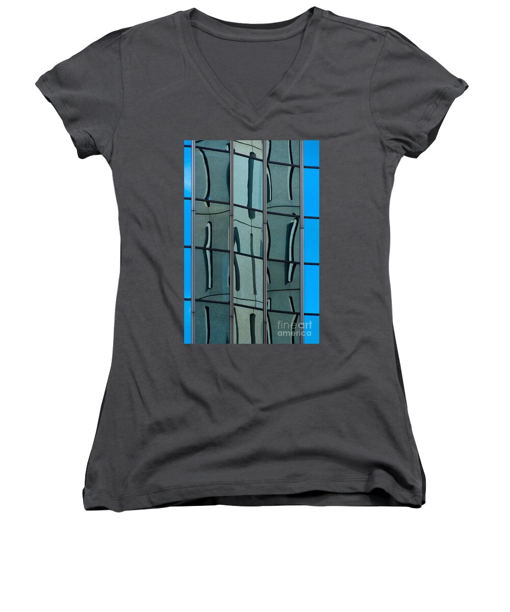 Facade Women's V-Neck featuring the photograph Reflecting Eagle 1 by Werner Padarin