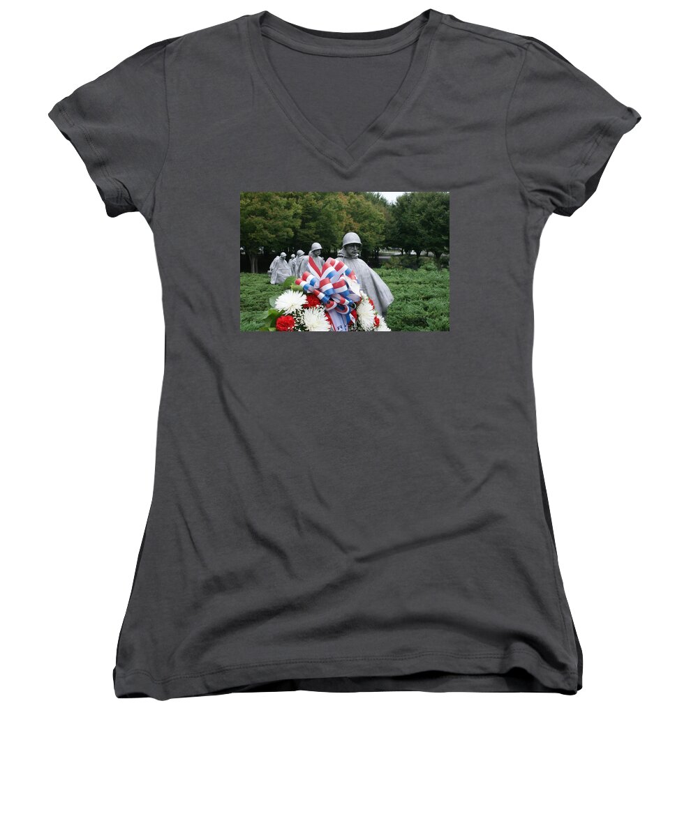 Monument Women's V-Neck featuring the photograph Remembering by Lois Lepisto