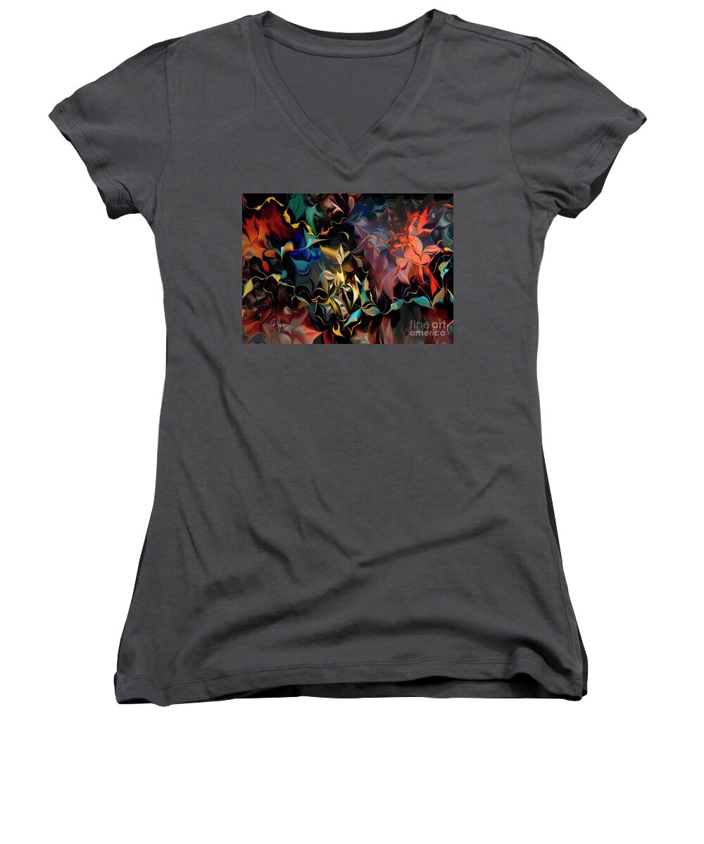 Report Women's V-Neck featuring the digital art Report Of Our Feelings by Leo Symon