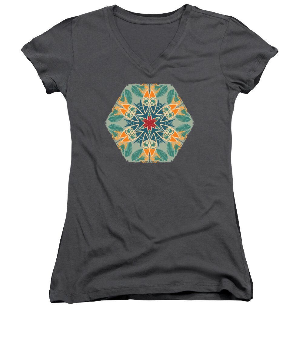 Retro Women's V-Neck featuring the photograph Retro Surfboard Woodcut by Mary Machare