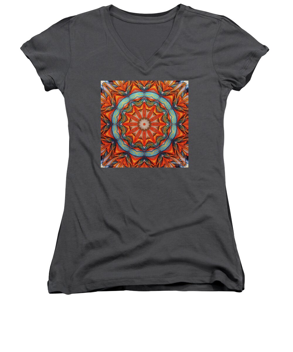 Ring Of Fire Women's V-Neck featuring the drawing Ring of Fire by Mo T