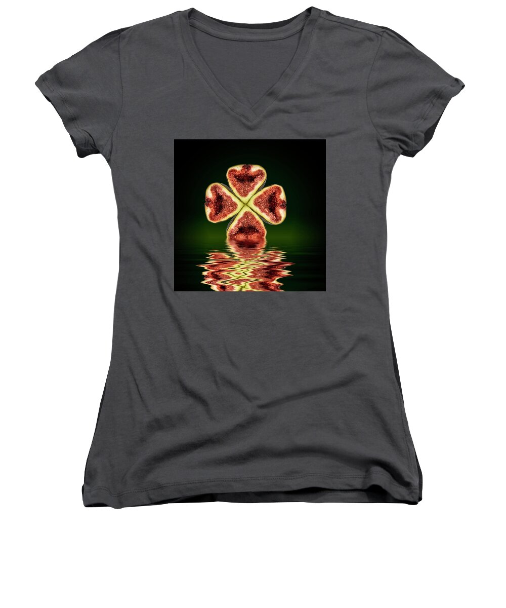Figs Women's V-Neck featuring the photograph Ripe Juicy Figs Fruit by David French