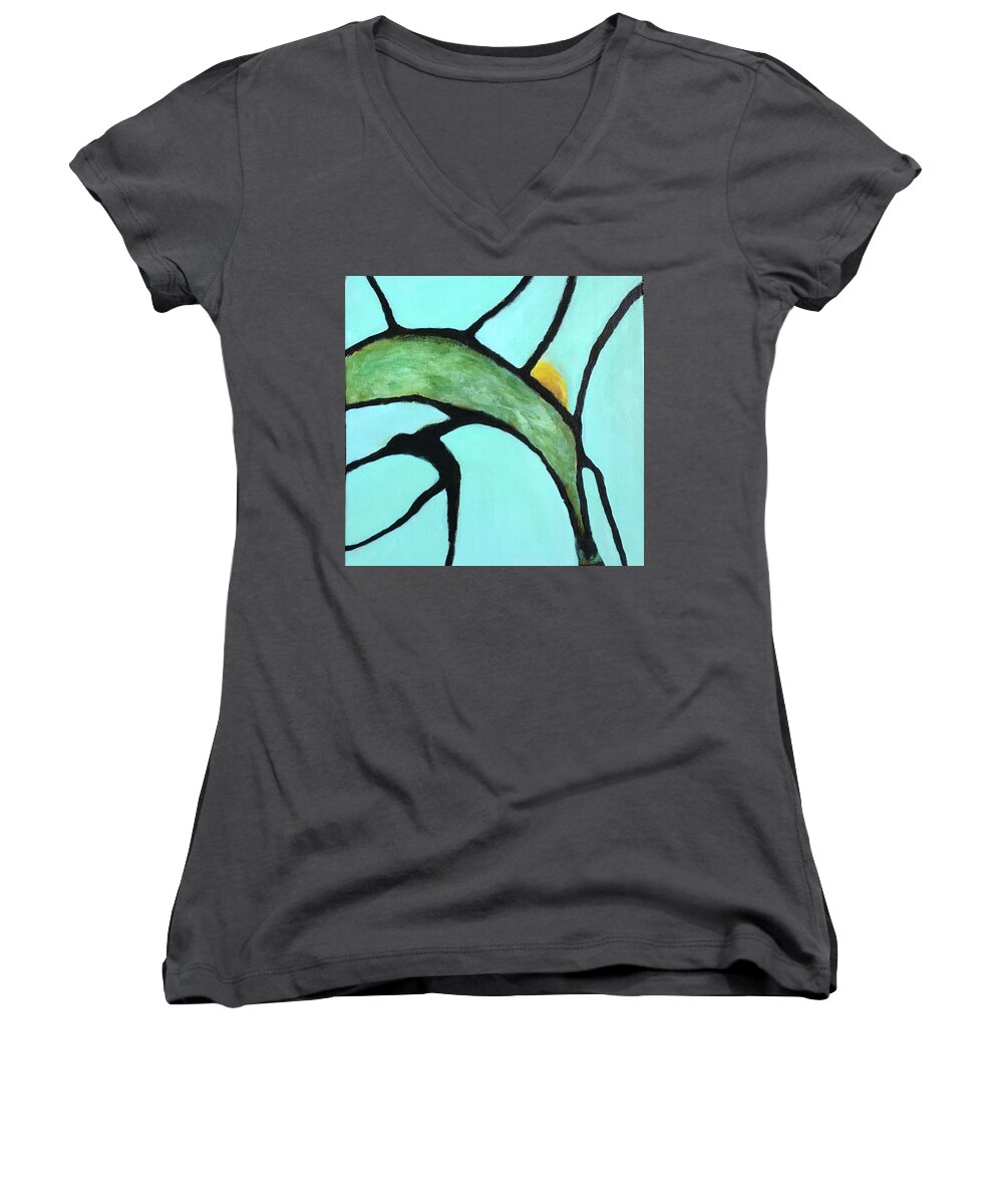 Contemporary Women's V-Neck featuring the painting Ripening II by Mary Sullivan