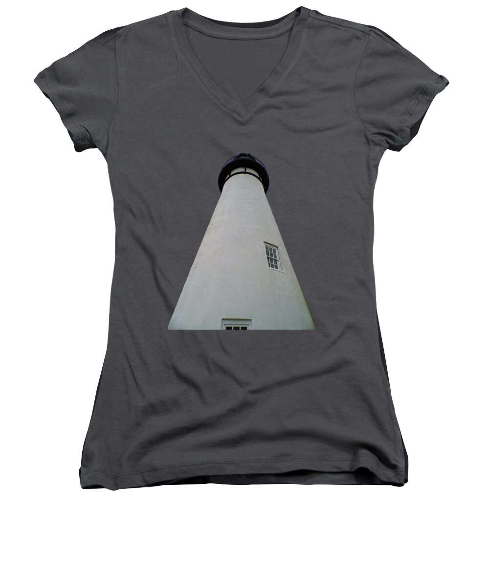 Lighthouse Women's V-Neck featuring the photograph Rising Up Transparent For Customization by D Hackett