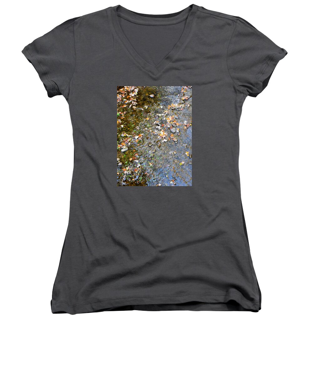 River Women's V-Neck featuring the painting River 16 by Jeelan Clark