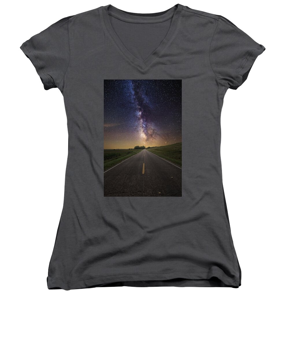 Road Trip Women's V-Neck featuring the photograph Road Trip by Aaron J Groen