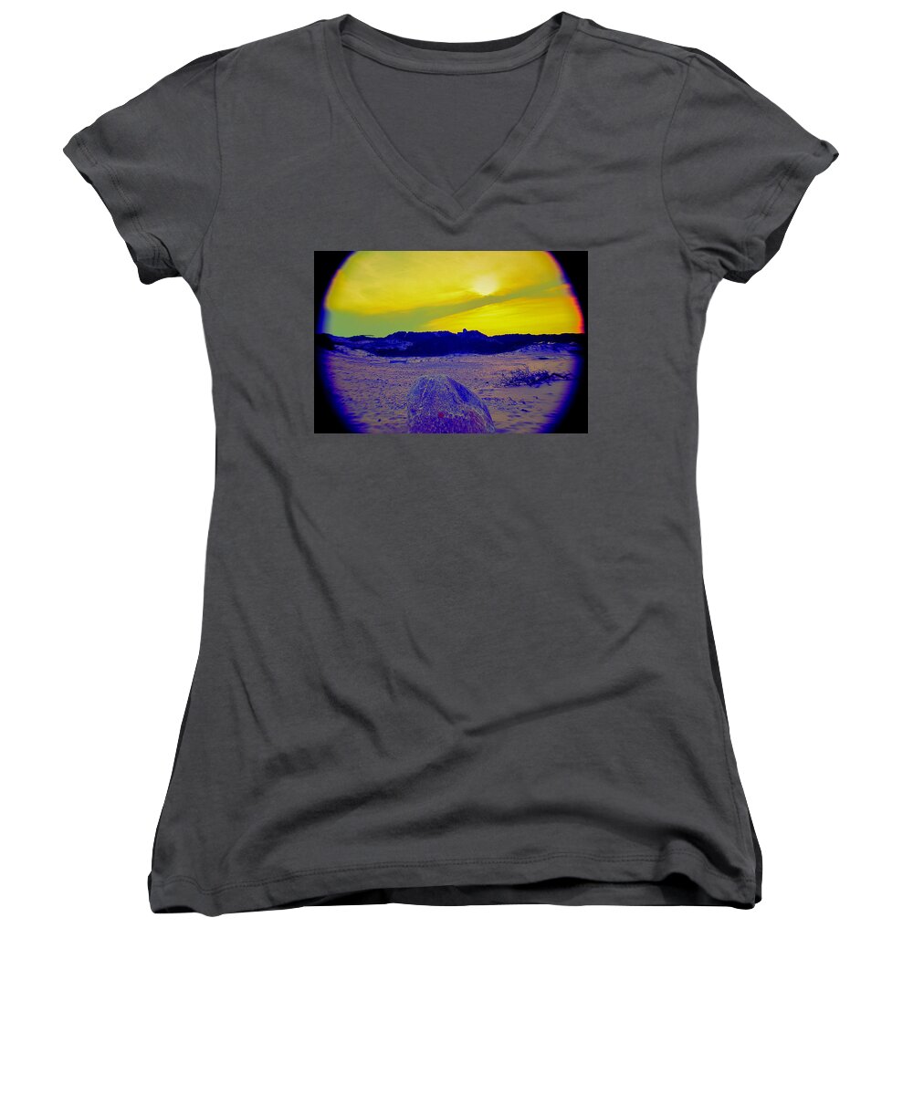 Outside Women's V-Neck featuring the photograph Rockin' by Kate Arsenault 
