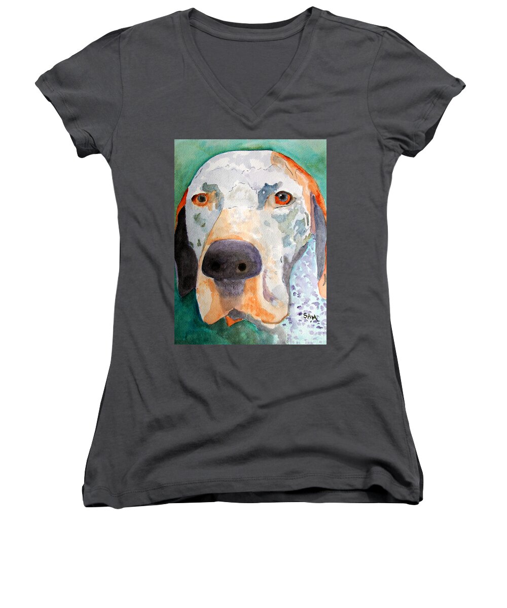 Hound Women's V-Neck featuring the painting Roger by Sandy McIntire