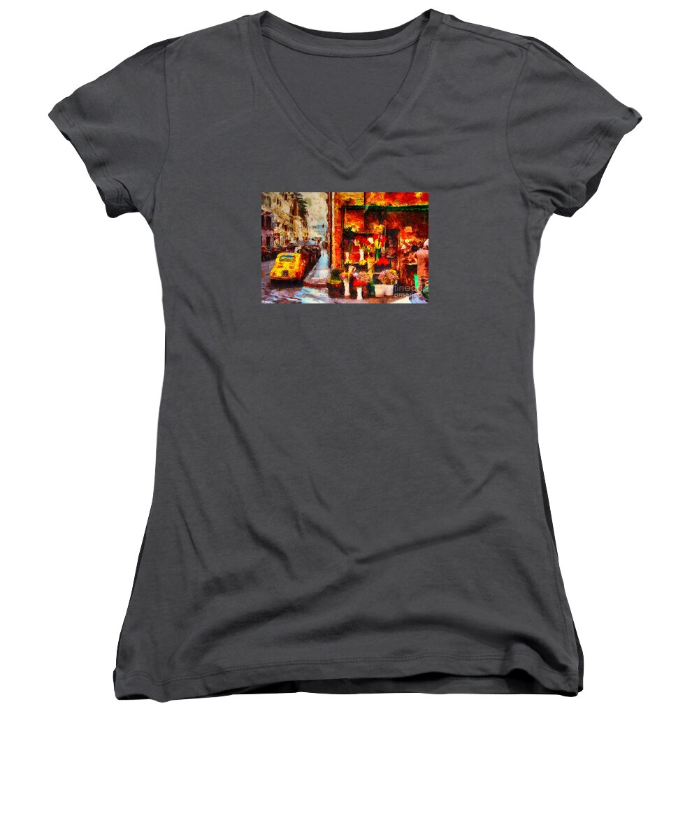 Rome Colors Women's V-Neck featuring the photograph Rome Street Colors by Stefano Senise