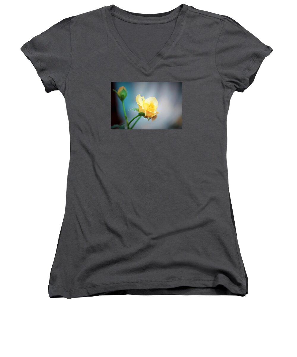 Roses Women's V-Neck featuring the photograph Rose Bling by Marcia Breznay