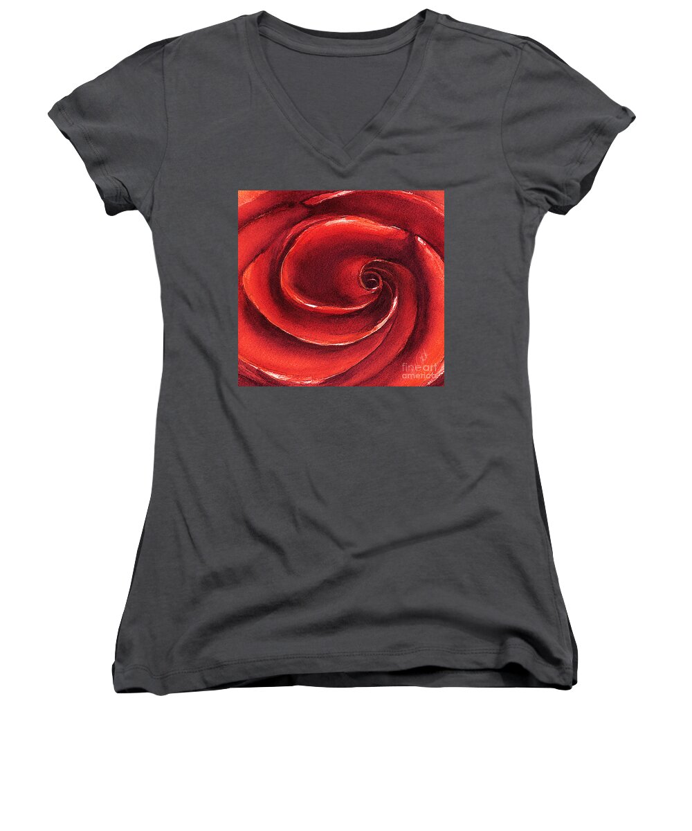 Rose Women's V-Neck featuring the painting Rose in Stone by Allison Ashton