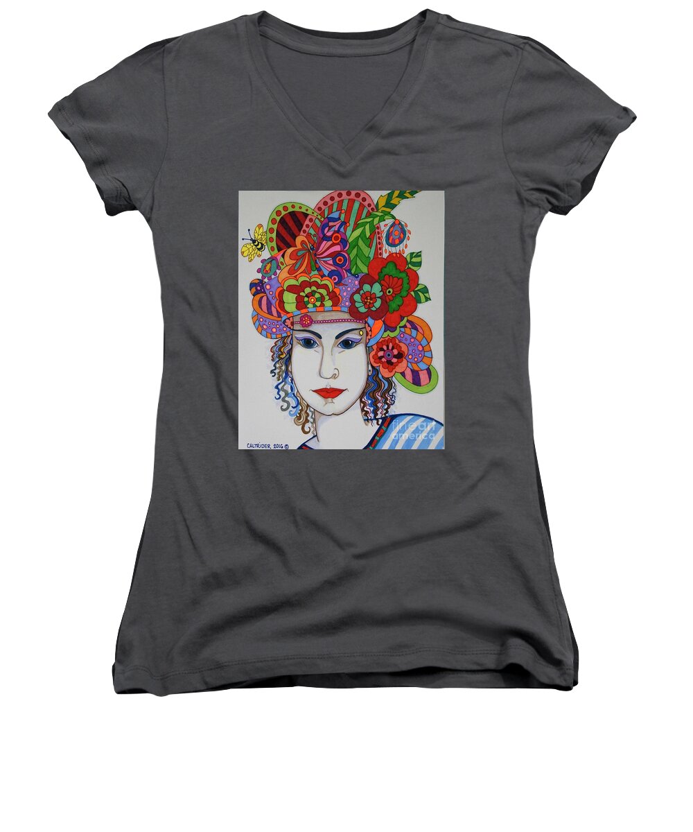 Ladies Women's V-Neck featuring the painting Rosemary by Alison Caltrider