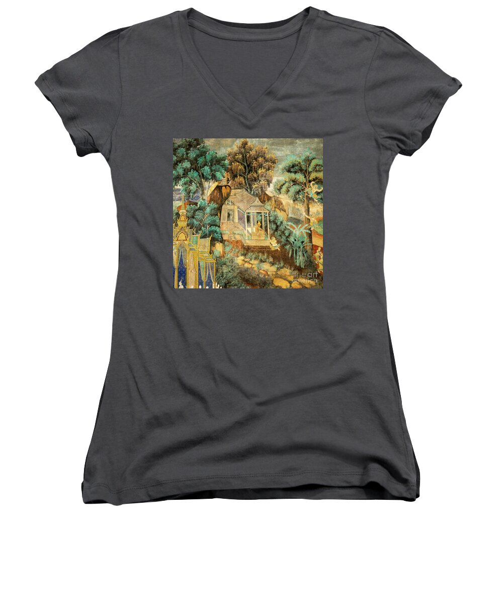 Cambodia Women's V-Neck featuring the photograph Royal Palace Ramayana 12 by Rick Piper Photography