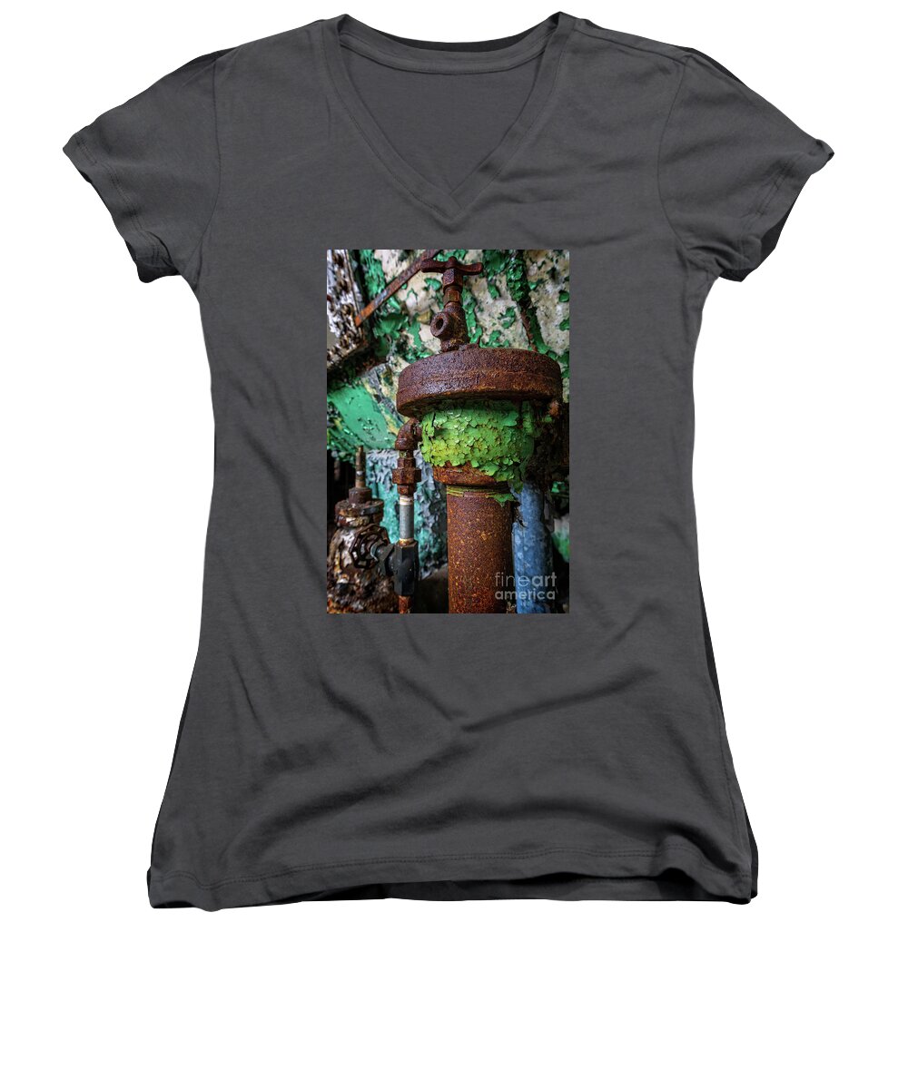 Lindale Mill Women's V-Neck featuring the photograph Rusted And Worn by Doug Sturgess