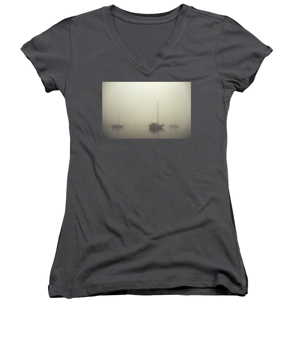 Sailboat Women's V-Neck featuring the photograph Solitude by David J Shuler