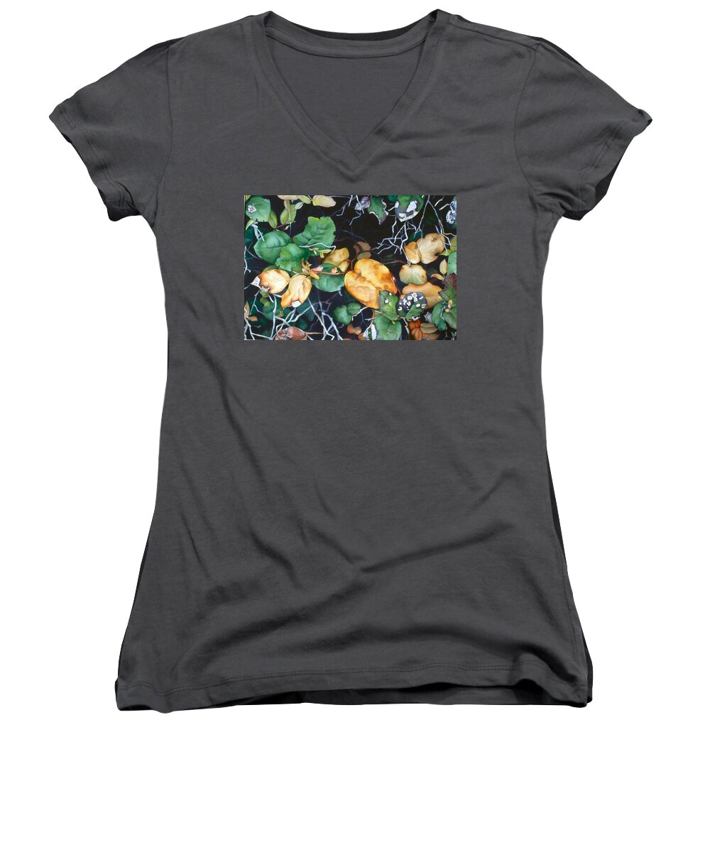Landscape Women's V-Neck featuring the painting Salal by Barbara Pease