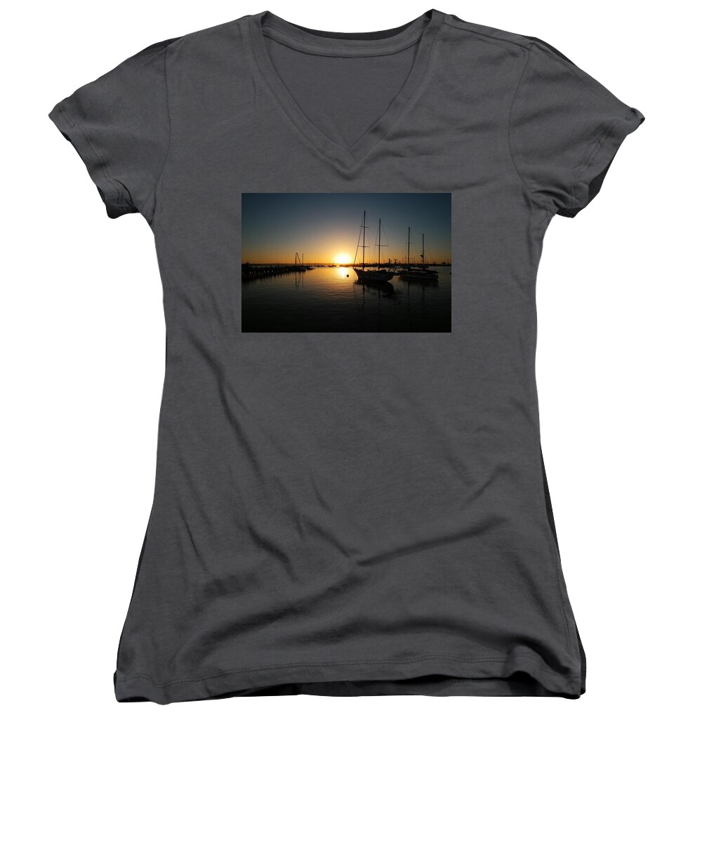Sunset Women's V-Neck featuring the photograph San Diego Sunset by Jeffrey Ommen