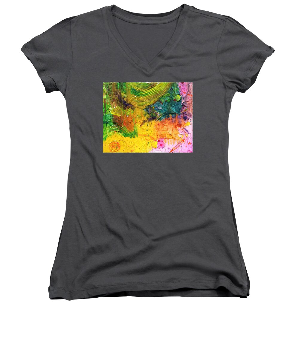 Sanctuary Women's V-Neck featuring the painting Sanctuary by Phil Strang