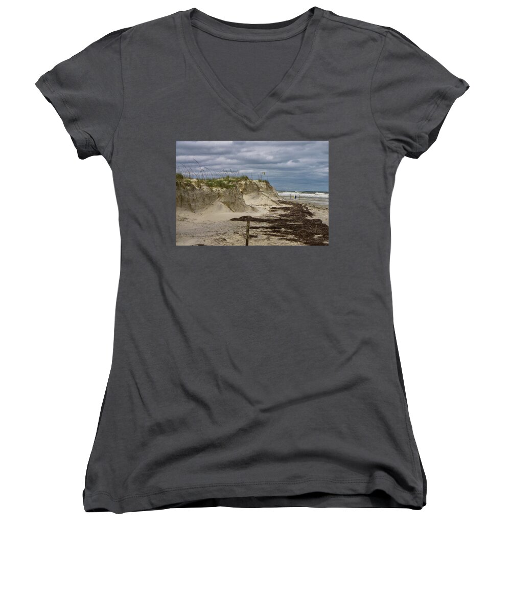  Beach Women's V-Neck featuring the photograph Sand Dunes by Dennis Dugan