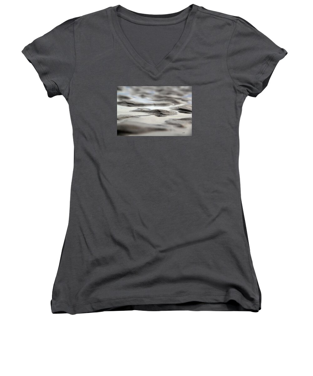 Sand Women's V-Neck featuring the photograph Sand Patterns by Becca Wilcox