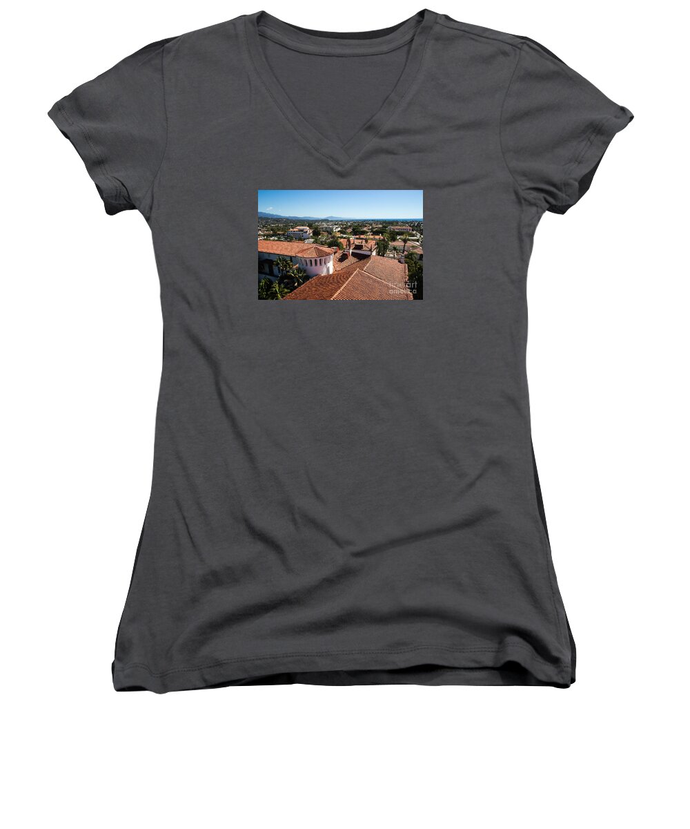 Santa Barbara Women's V-Neck featuring the photograph Santa Barbara From Above by Suzanne Luft