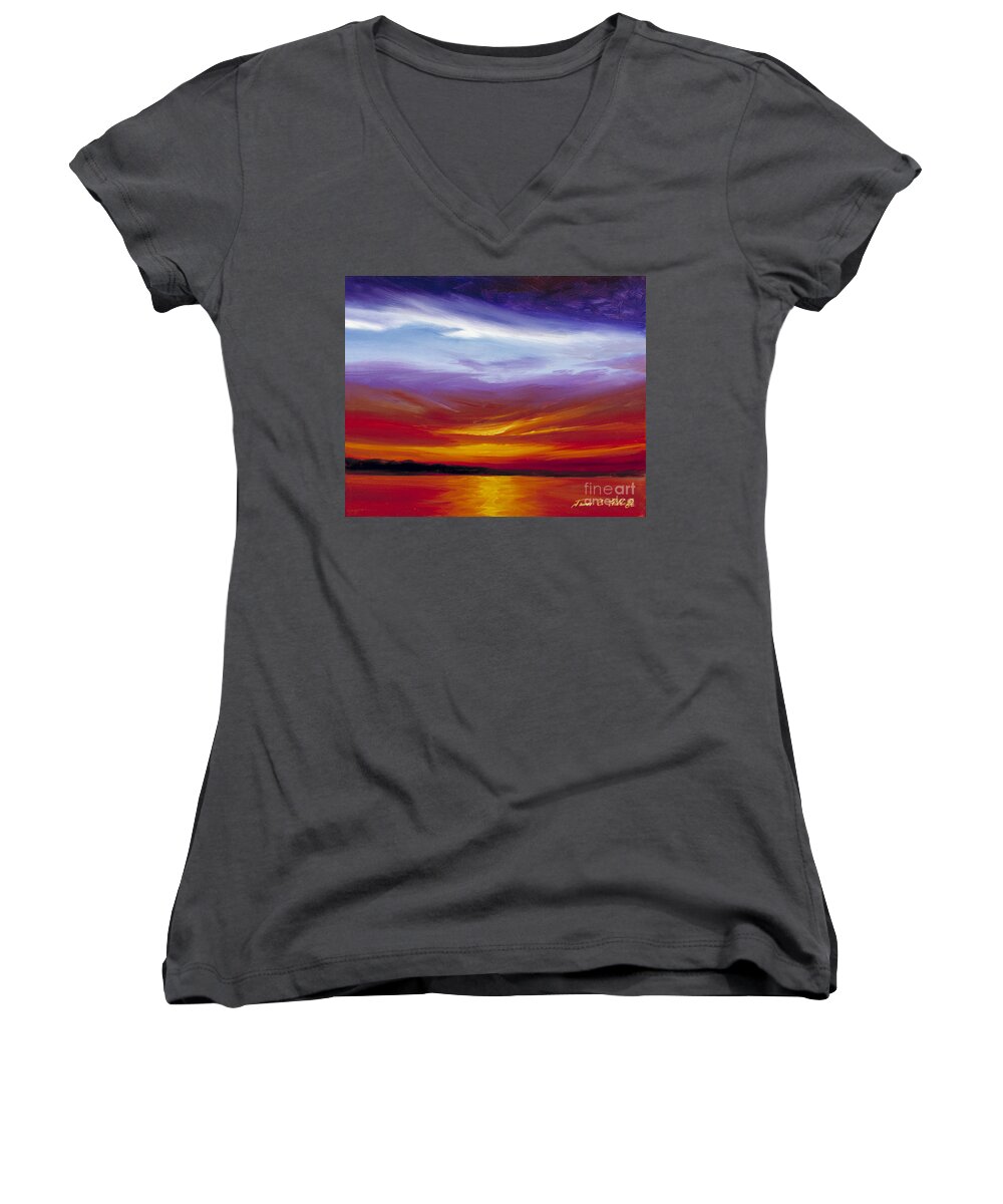 Skyscape Women's V-Neck featuring the painting Sarasota Bay I by James Hill