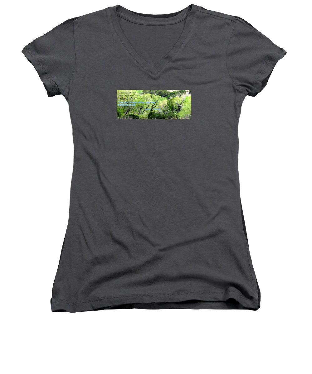  Women's V-Neck featuring the photograph Say Nothing by David Norman