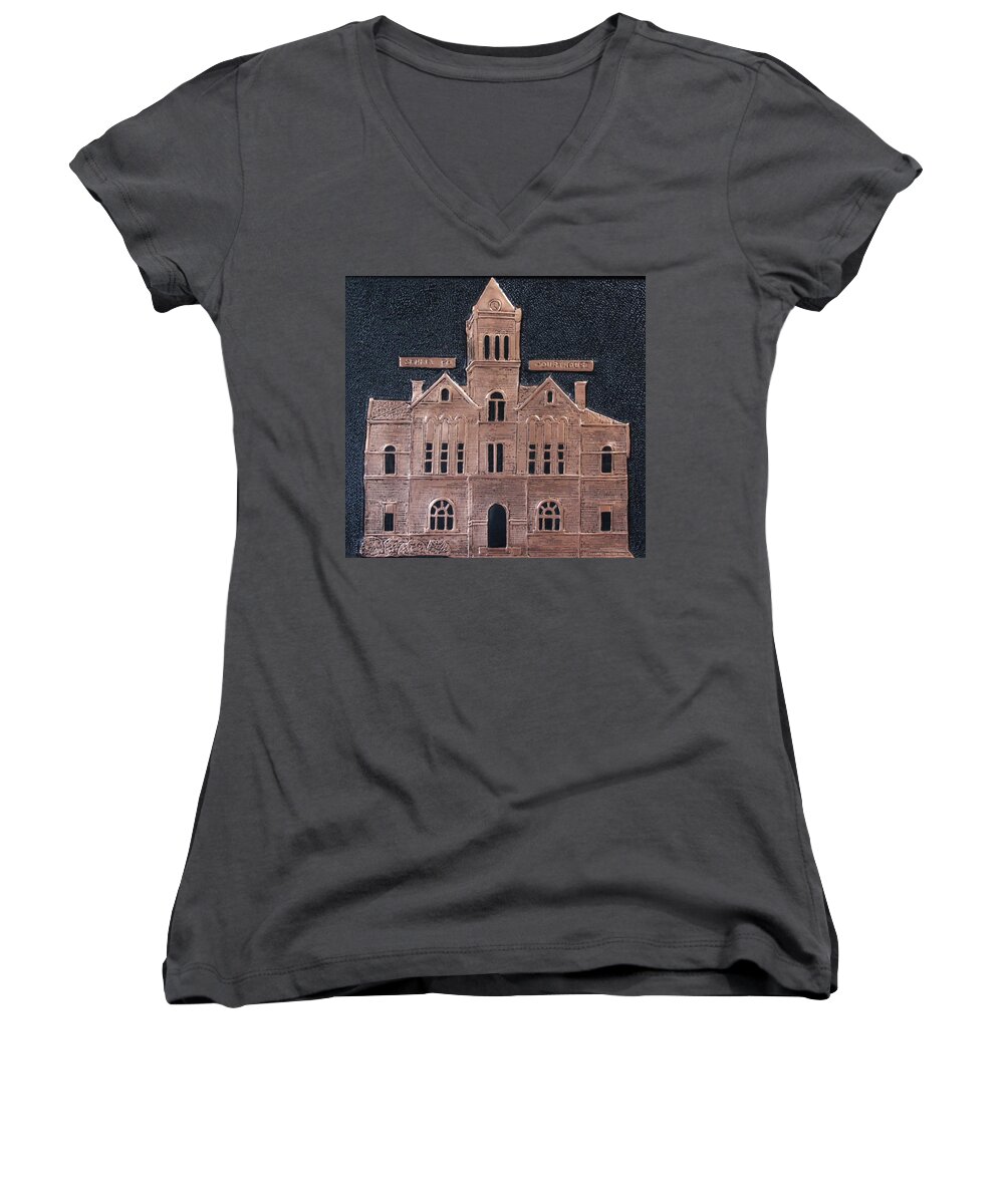 Schley Women's V-Neck featuring the photograph Schley County, Georgia Courthouse by Jerry Battle