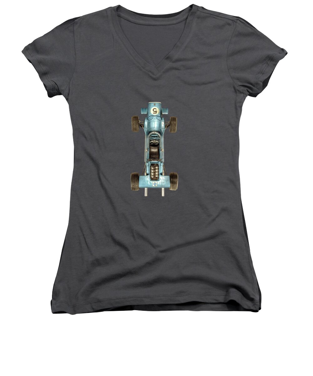 Art Women's V-Neck featuring the photograph Schuco Matra Ford Top on Black by YoPedro