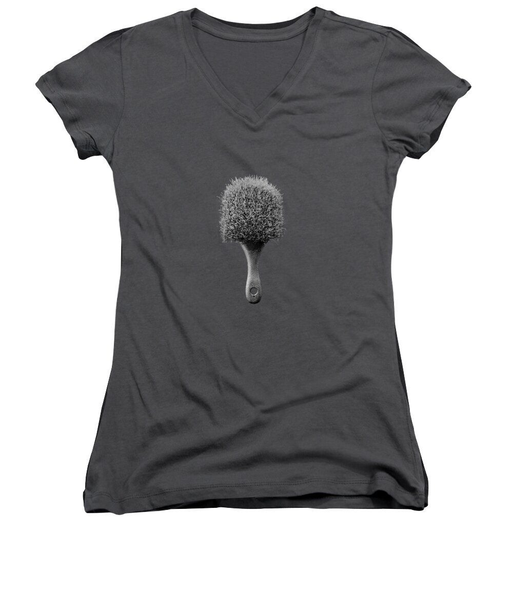 Art Women's V-Neck featuring the photograph Scrub Brush UP BW by YoPedro