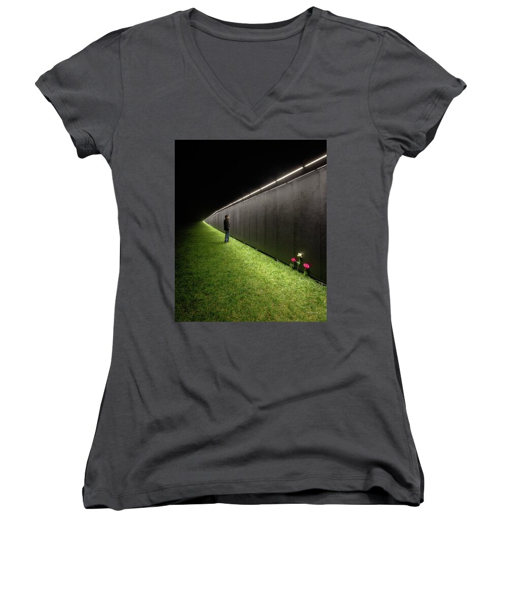 Dramatic Women's V-Neck featuring the photograph Searching for Steven by Tim Bryan