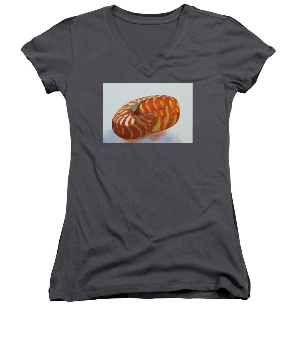 Shells Women's V-Neck featuring the painting Shells 2 by Judy Mercer