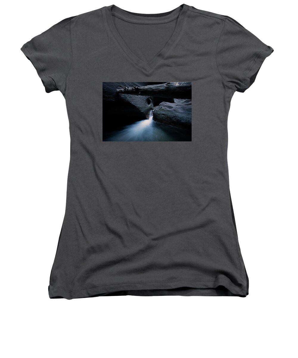 Amazing Women's V-Neck featuring the photograph Secret Stream by Edgars Erglis