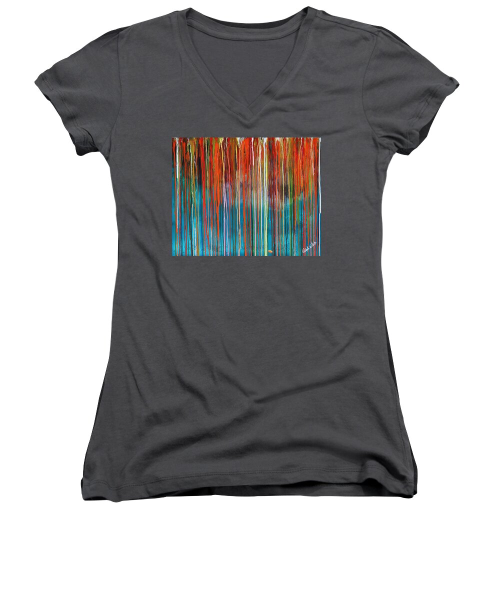 Fusionart Women's V-Neck featuring the painting Seed by Ralph White