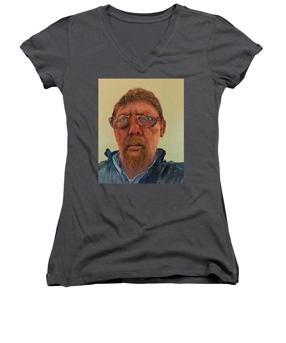 Self Portrait Women's V-Neck featuring the painting Self Portrait by E Colin Williams ARCA