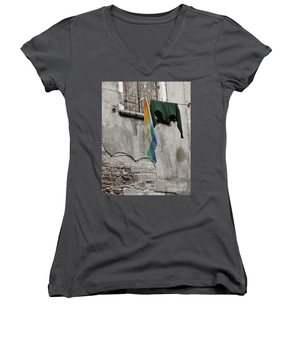 Simple Women's V-Neck featuring the photograph Semplicita - Venice by Tom Cameron