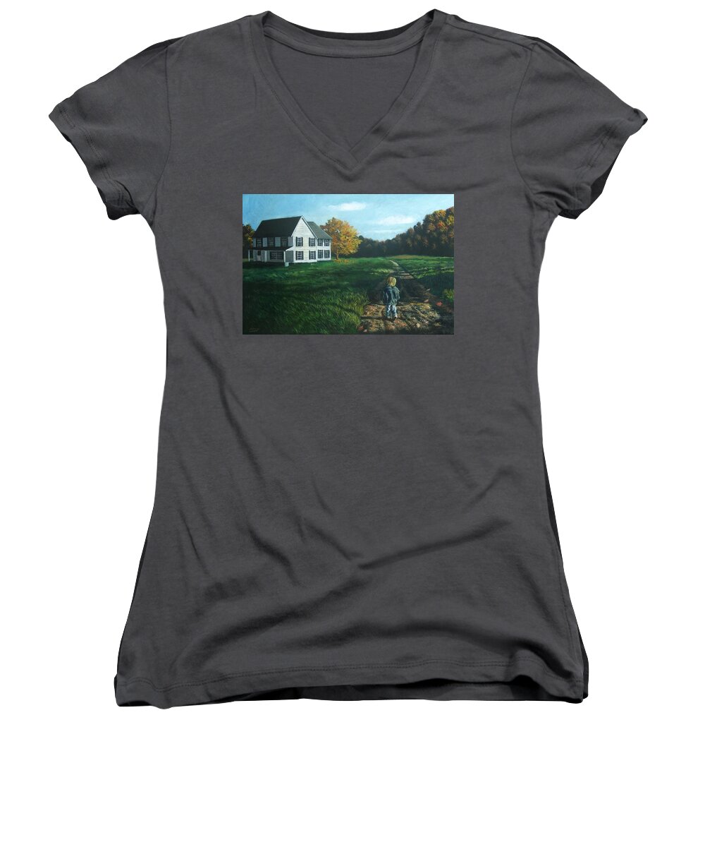 Pennsylvania Women's V-Neck featuring the painting September Breeze Number 4 by Christopher Shellhammer