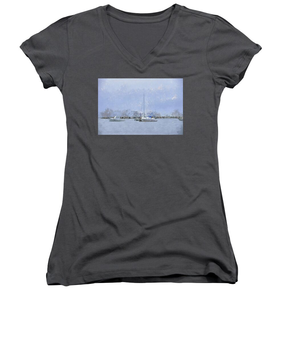 Rye Women's V-Neck featuring the photograph Setting Sail by Tricia Marchlik
