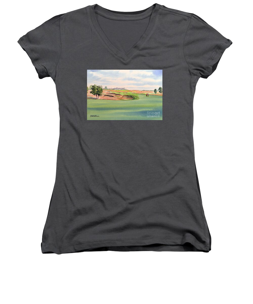 Shinnecock Hills Golf Course Women's V-Neck featuring the painting Shinnecock Hills Golf Course by Bill Holkham