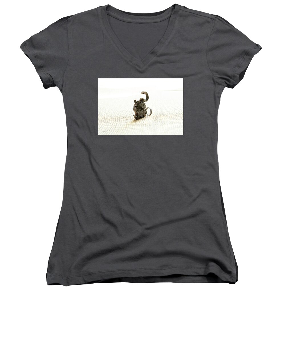 Sharon Popek Women's V-Neck featuring the photograph Single and Open by Sharon Popek