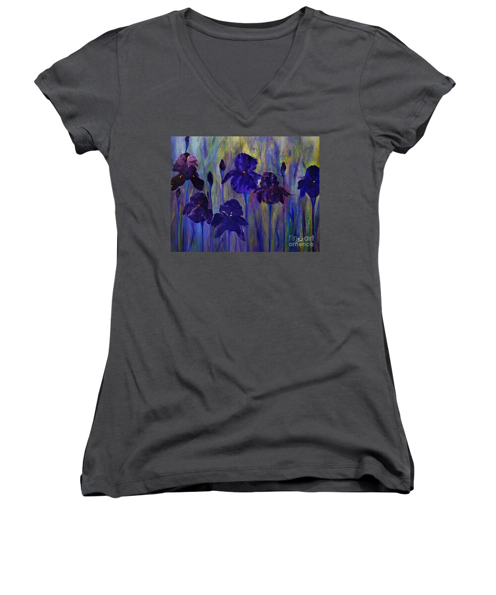 Flowers Women's V-Neck featuring the painting Six Siberians by Claire Bull